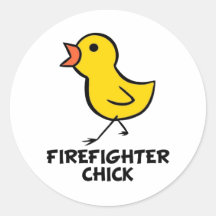 Firefighter Chick Round Sticker