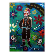 FIREFIGHTER DAY OF THE DEAD CARD