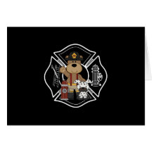 Firefighter Fire Dept Bear Greeting Card