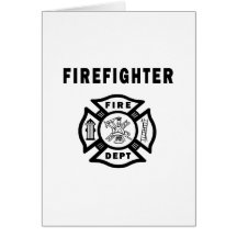 Firefighter Fire Dept Logo Greeting Cards