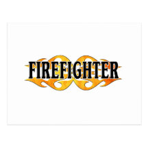 Firefighter Flames Postcard