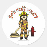 Firefighter Girl Round Sticker