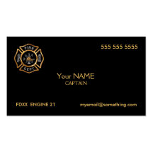Firefighter Gold Business Cards