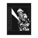 Firefighter in Black and White Post Cards