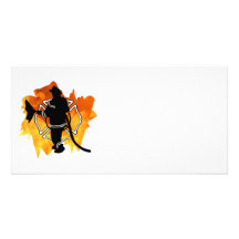 Firefighter In Flames Custom Photo Card