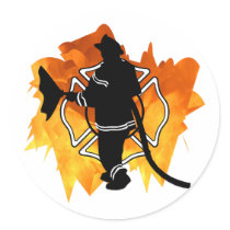 Firefighter in Flames Sticker