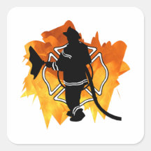 Firefighter in Flames Sticker