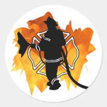 Firefighter IN Flames Stickers