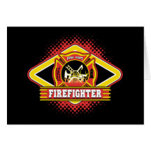 Firefighter Logo Greeting Cards