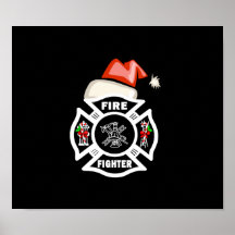 Firefighter Santa Claus Poster
