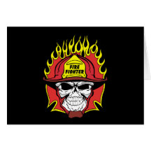 Firefighter Skull Greeting Cards