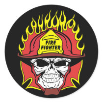 Firefighter Skull Round Stickers