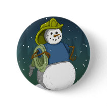 Firefighter Snowman Button