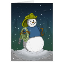 Firefighter Snowman Card