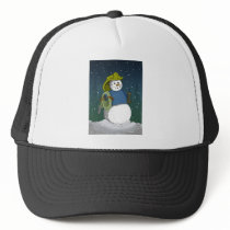 Firefighter Snowman Trucker Hat