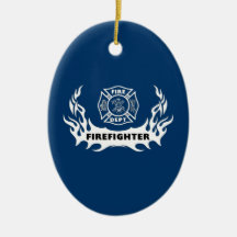 Firefighter Tattoo Christmas Tree Ornament