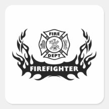 Firefighter Tattoo Square Stickers