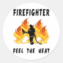 Firefighters Feel The Heat Round Stickers