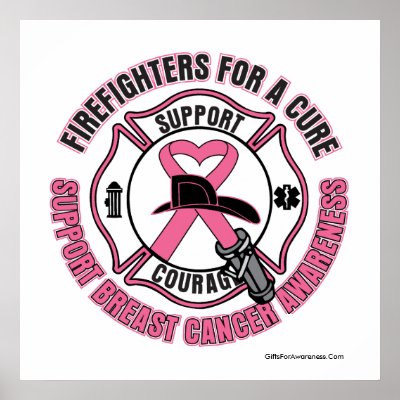 Firefighters For A Cure Breast Cancer Poster by giftsforawareness