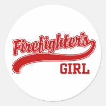 Firefighter's Girl Round Stickers