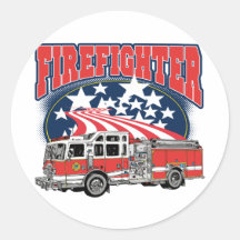 Firefighting Truck Round Sticker