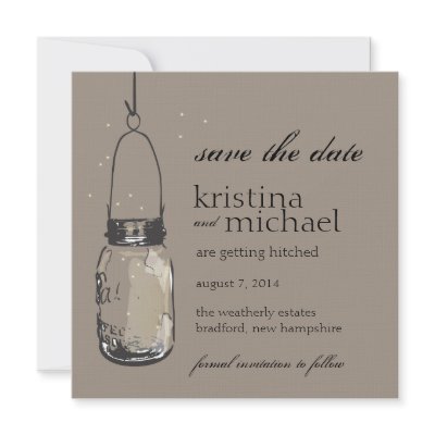 Fireflies & Mason Jar Save the Date Personalized Announcements by labellarue