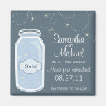 Fireflies & Vintage Mason Jar Save the Date Refrigerator Magnet