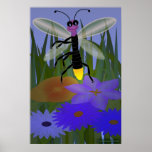 Firefly Dancing on Flowers Print