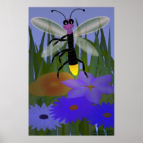 Firefly Dancing on Flowers Print