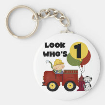 Fireman 1st Birthday Tshirts and Gifts Key Chain