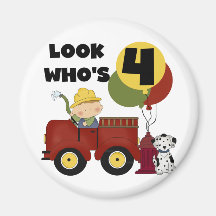 Fireman 4th Birthday Tshirts and Gifts Refrigerator Magnet