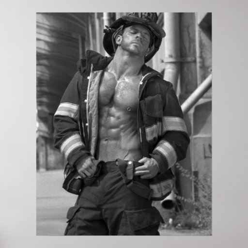 Fireman Firefighter Hunk Poster