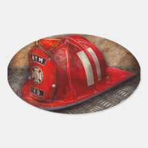 Fireman - Hat - A childhood dream Oval Sticker