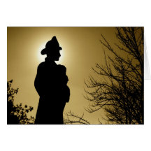 Fireman Holding Child Blank Card