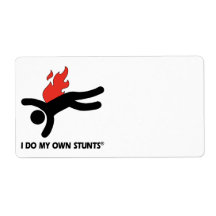 Fireman My Own Stunts Personalised Shipping Labels