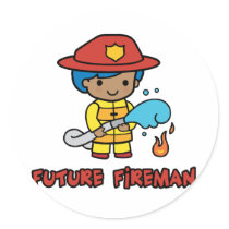 Fireman Round Stickers