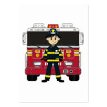 Fireman with Fire Engine Bookmark Business Card Template