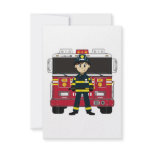 Fireman with Fire Engine RSVP Card Personalized Announcement