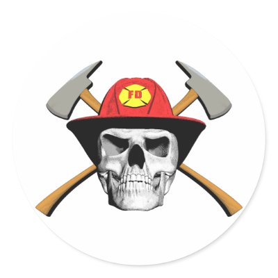 Fireman's Skull Round Stickers by EvilSkull