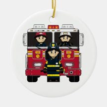 Firemen with Fire Engine Ornament
