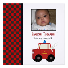 Firetruck Birthday Party Invitation