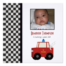 Firetruck Birthday Party Invitation