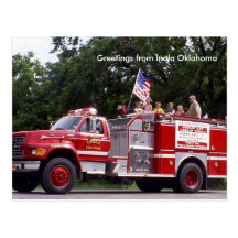 Firetruck, Greetings from Inola Oklahoma Postcards