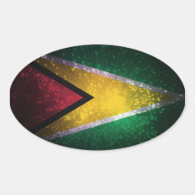 Firework; Guyana Flag Oval Sticker