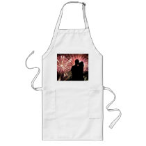 Fireworks Couple Kissing Silhouette Aprons