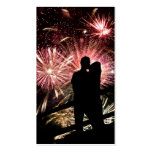 Fireworks Couple Kissing Silhouette Business Card Templates