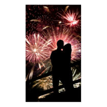 Fireworks Couple Kissing Silhouette Business Card Templates