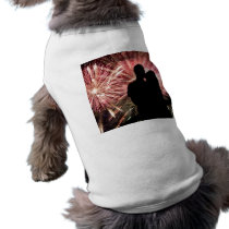 Fireworks Couple Kissing Silhouette Dog Clothing