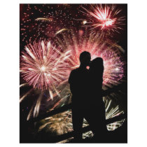 Fireworks Couple Kissing Silhouette Flyer Design