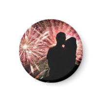 Fireworks Couple Kissing Silhouette Refrigerator Magnets